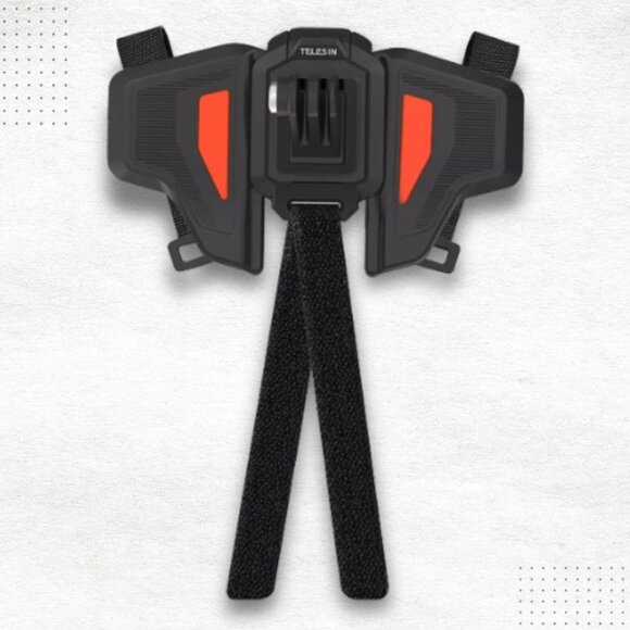 TELESIN Motorcycle Butterfly Helmet Chin Mount POV for Action Cameras - Orange - Picture 1 of 12